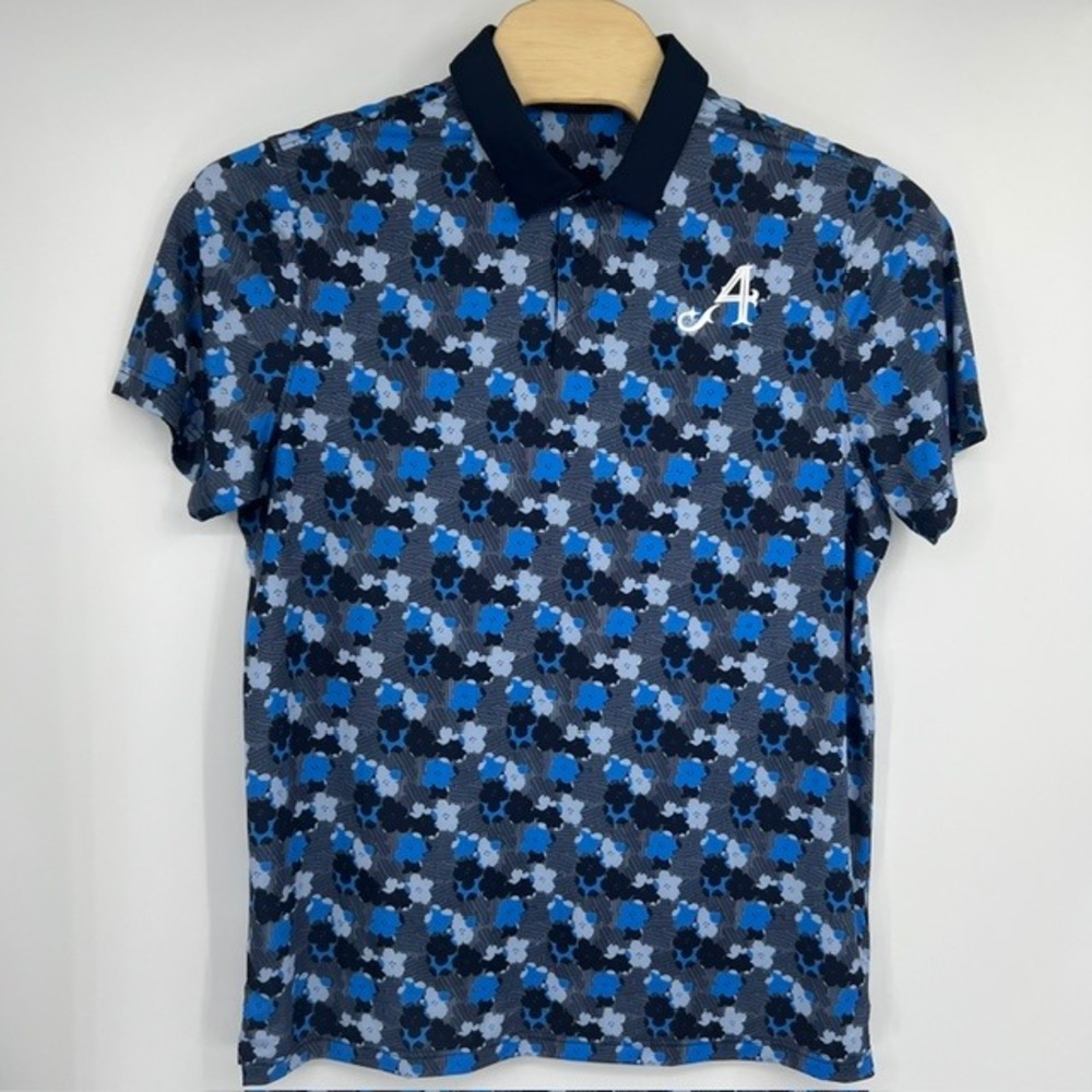 4 Four Aces Gc Extracurricular Men's XL Blue Floral Performance Golf Polo Shirt
